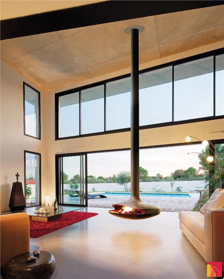 Wood Fireplace With Suspended