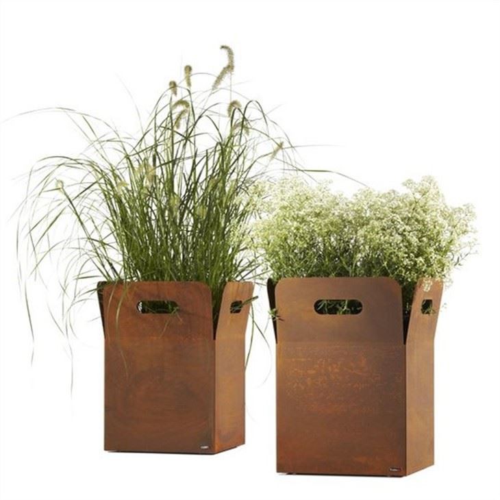 Metal Celso Cylinder Corten Steel Planter