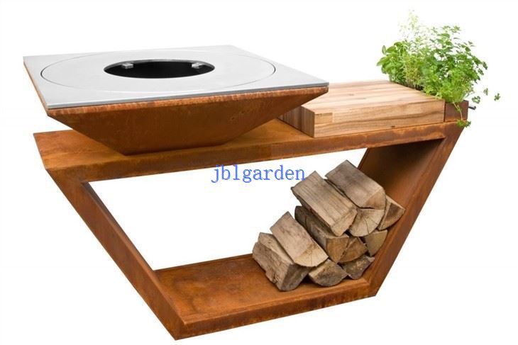 Outdoor Kitchen Corten Steel Fireplace Grill Smoker BBQ Grill