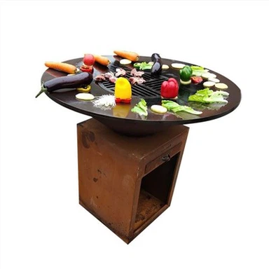 Corten Steel BBQ Barbecue Firepit Grill