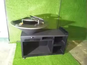 Black Steel Fire Pit With Grill Table