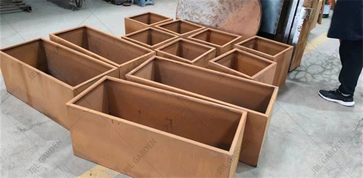Corten Steel Cube Planter Boxes