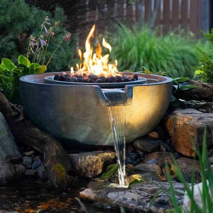 Outdoor Firepit With Water Feature