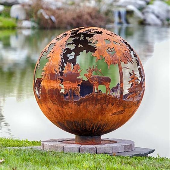 Outdoor Round Garden Rust Fire Pit