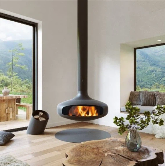 Real Fire Wood Burning Hanging Fireplace