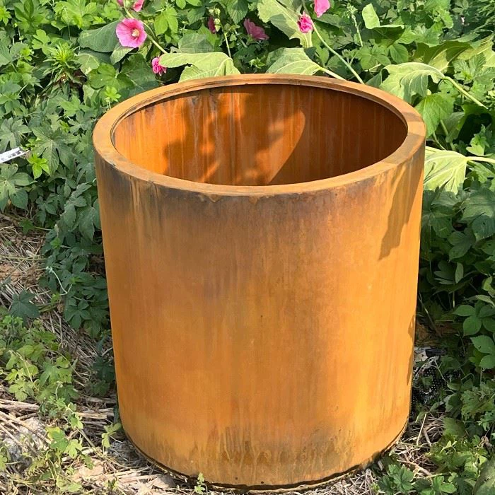 Round Combination Set Flower Pot Corten Steel Rust Style Planter Pot suppliers