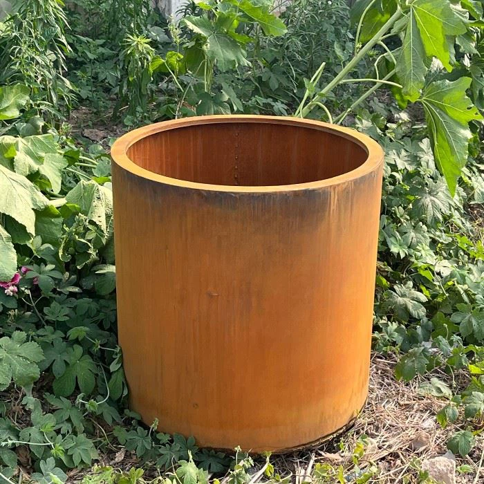 Round Combination Set Flower Pot Corten Steel Rust Style Planter Pot factory
