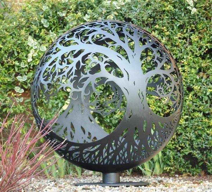 Rusty Spherical Fire Pit Of Corten Steel