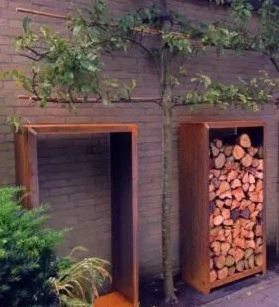 Rusty Wood Storage Of Corten